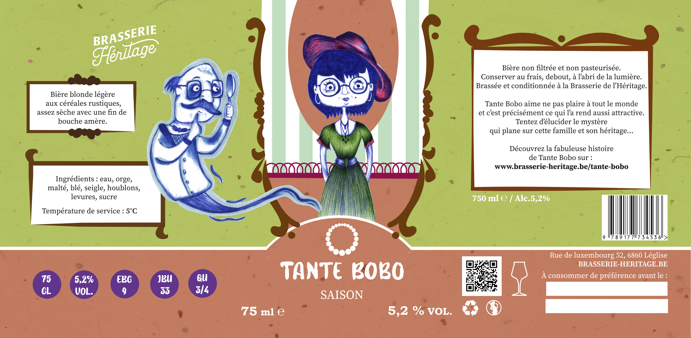 vectoriser etiquette biere - brasserie héritage - TANTE BOBO te