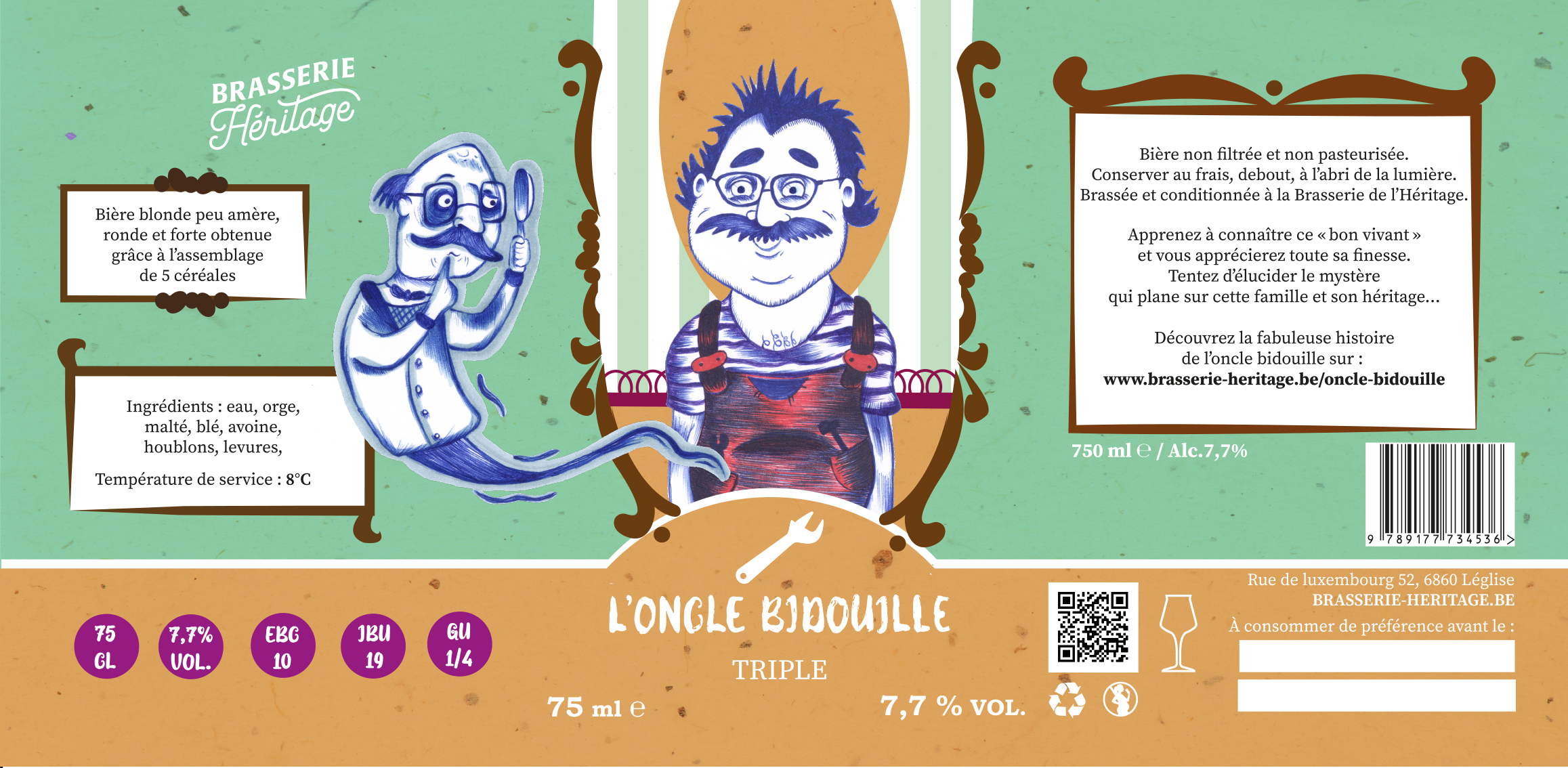 vectoriser etiquette biere - brasserie héritage - Tonton bidoui
